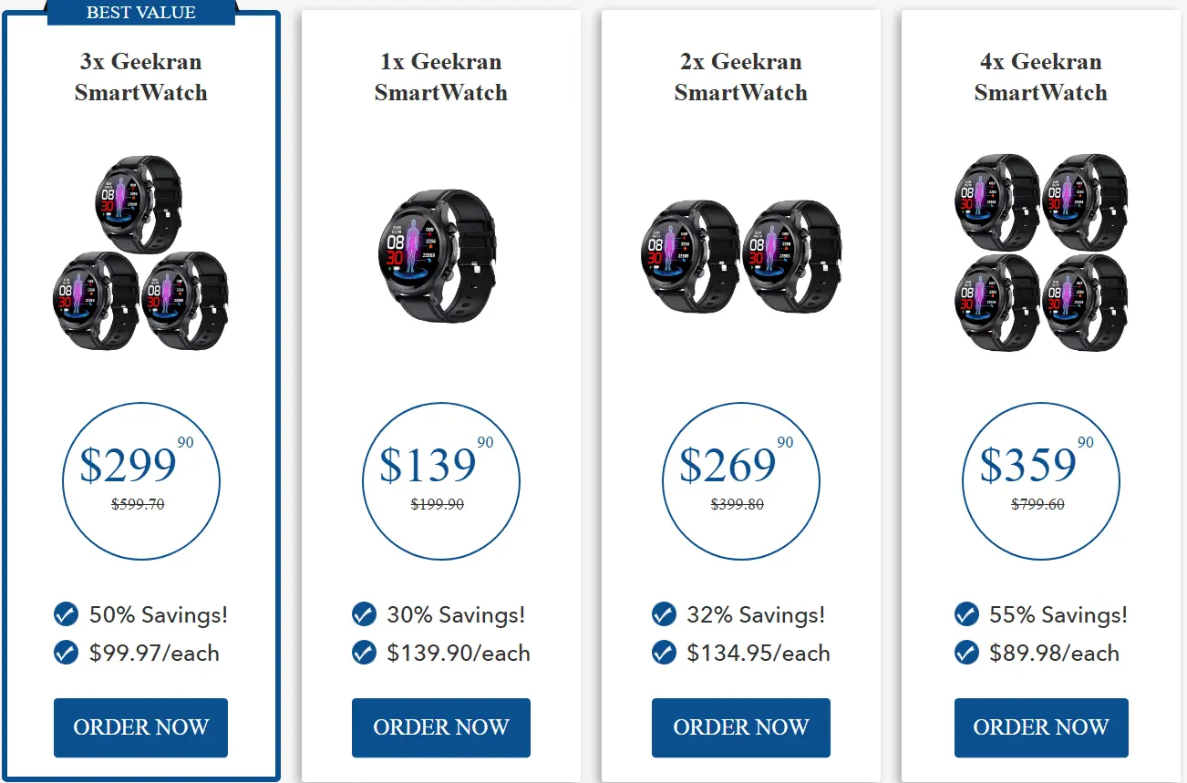 Geekran SmartWatch Price Chart